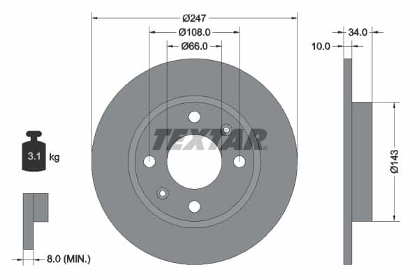Stabdžių diskas — TEXTAR 92029803