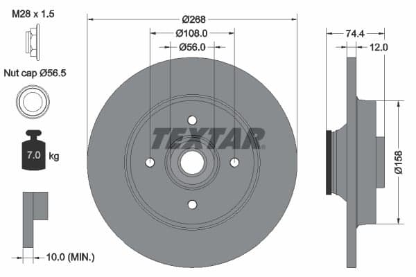 Stabdžių diskas — TEXTAR 92168703
