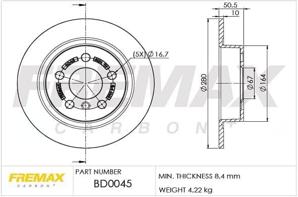 FREMAX BD-0045 Stabdžių diskas