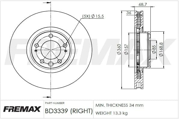 Stabdžių diskas — FREMAX BD-3339