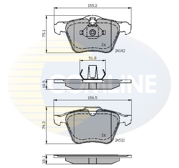 Stabdžių kaladėlių komplektas — COMLINE CBP01608