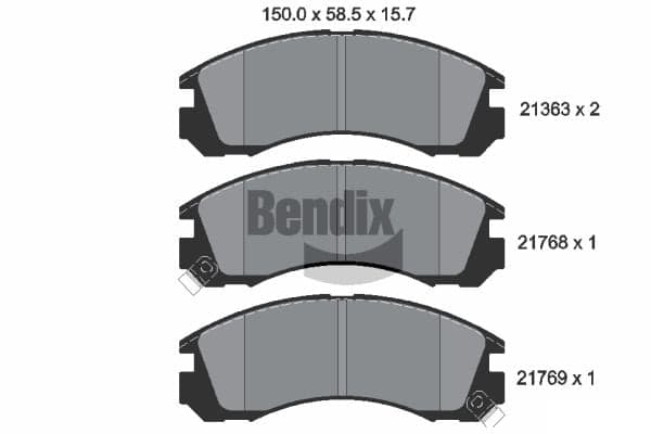 Stabdžių kaladėlių komplektas — BENDIX Braking BPD1195