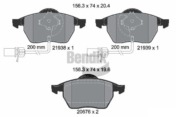 Stabdžių kaladėlių komplektas — BENDIX Braking BPD1119