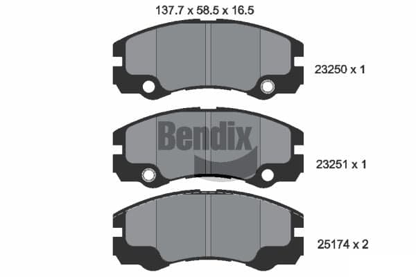 Stabdžių kaladėlių komplektas — BENDIX Braking BPD1953