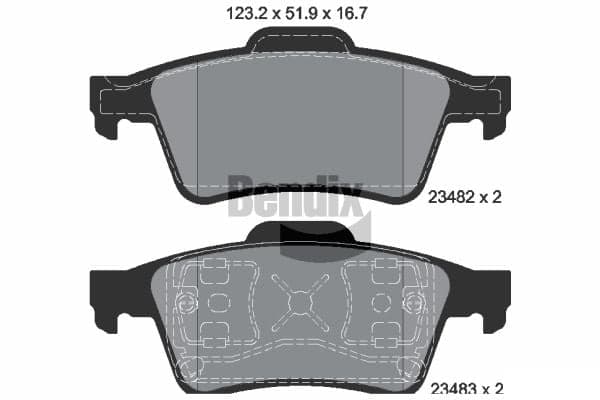 Stabdžių kaladėlių komplektas — BENDIX Braking BPD1141