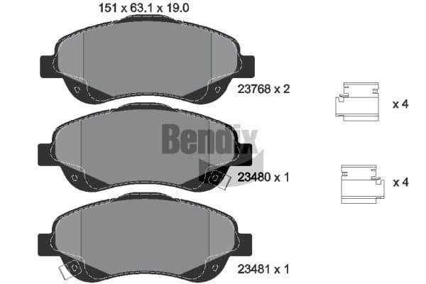 Stabdžių kaladėlių komplektas — BENDIX Braking BPD1319