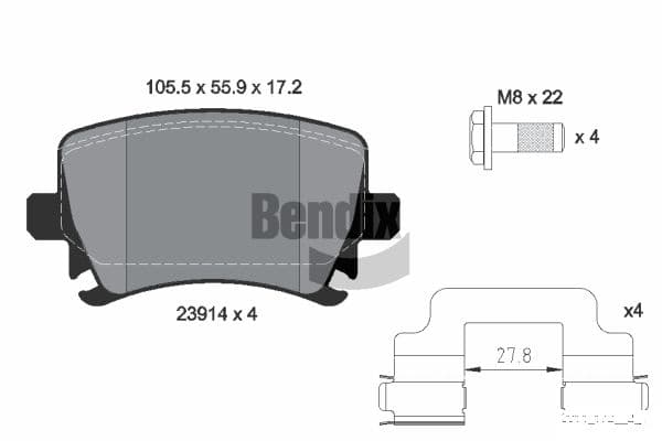 Stabdžių kaladėlių komplektas — BENDIX Braking BPD1436
