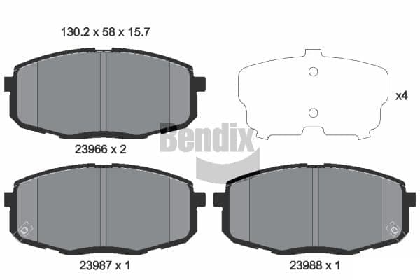 Stabdžių kaladėlių komplektas — BENDIX Braking BPD1153