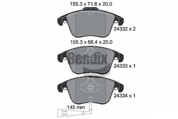 Stabdžių kaladėlių komplektas — BENDIX Braking BPD1149