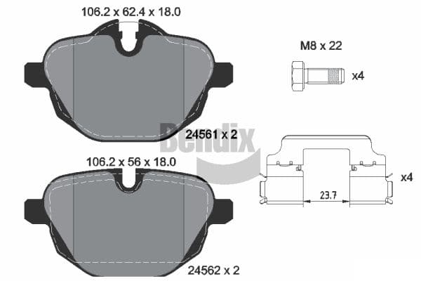 Stabdžių kaladėlių komplektas — BENDIX Braking BPD1069