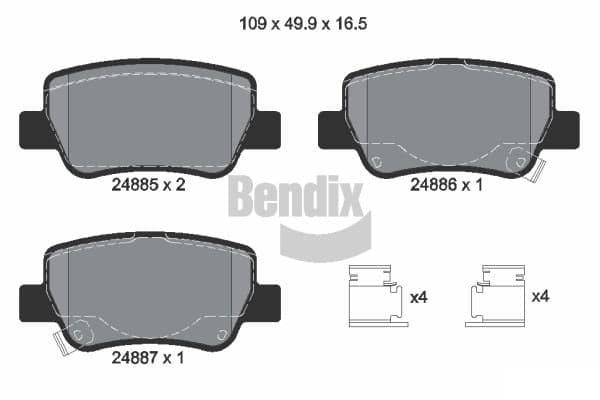 Stabdžių kaladėlių komplektas — BENDIX Braking BPD1341