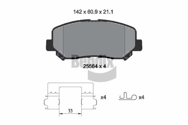 Stabdžių kaladėlių komplektas — BENDIX Braking BPD2337