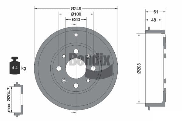 Stabdžių būgnas — BENDIX Braking BDM1076