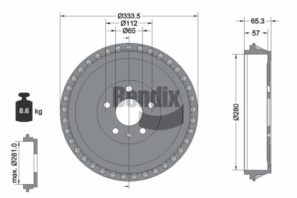 BENDIX Braking BDM1183 Stabdžių būgnas