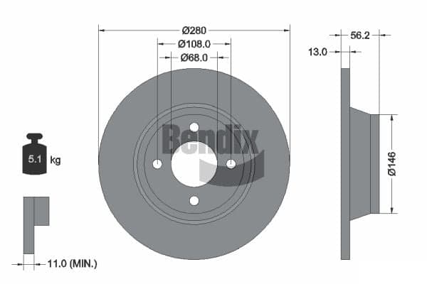 Stabdžių diskas — BENDIX Braking BDS1754