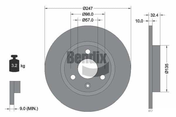 Stabdžių diskas — BENDIX Braking BDS2215