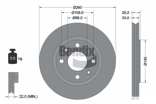 Stabdžių diskas — BENDIX Braking BDS1882