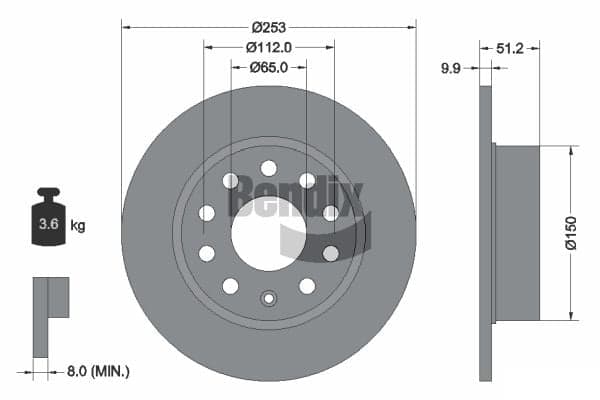 Stabdžių diskas — BENDIX Braking BDS1007