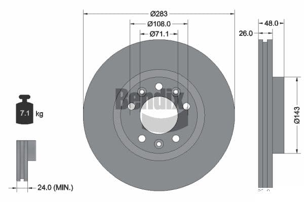 Stabdžių diskas — BENDIX Braking BDS1044