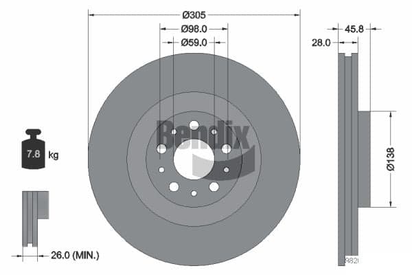 Stabdžių diskas — BENDIX Braking BDS1174