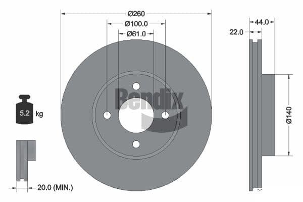 Stabdžių diskas — BENDIX Braking BDS1165