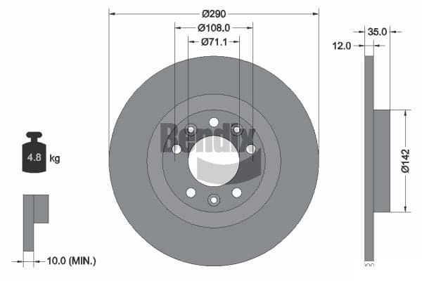 Stabdžių diskas — BENDIX Braking BDS1220