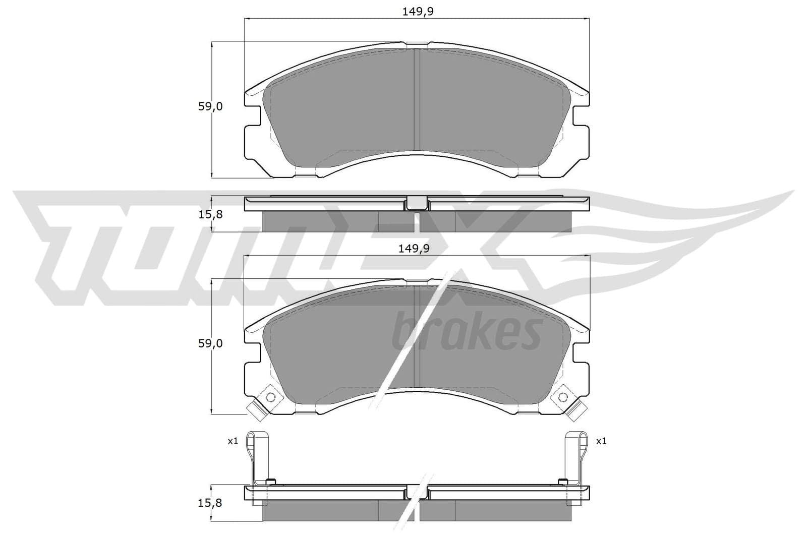 Stabdžių kaladėlių komplektas — TOMEX Brakes TX 15-03