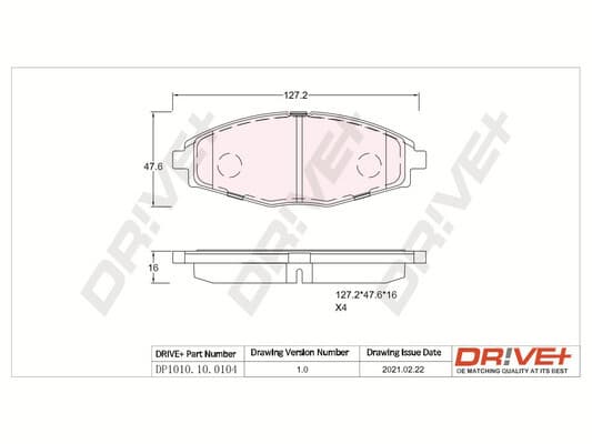 Stabdžių kaladėlių komplektas — Dr!ve+ DP1010.10.0104