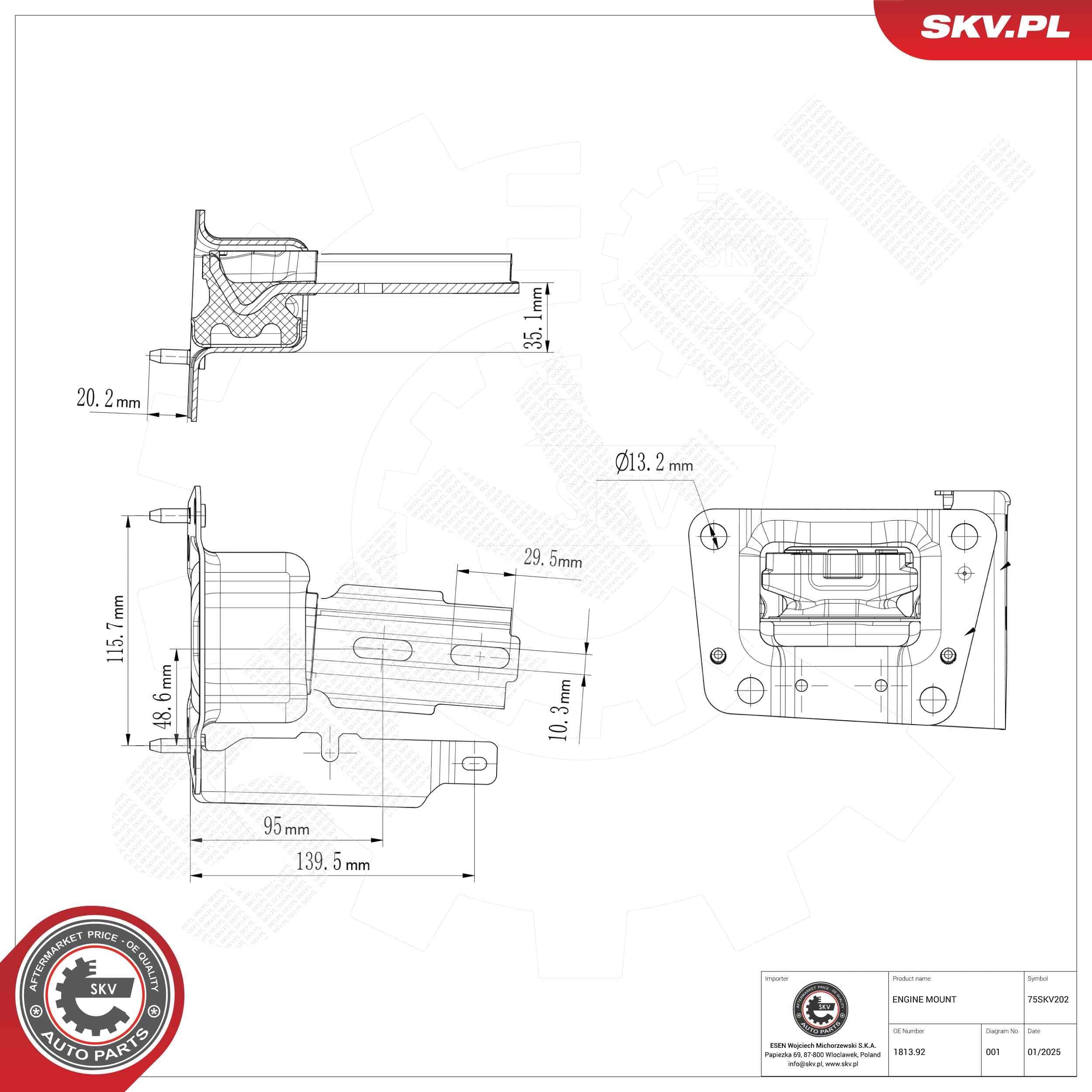 ESEN SKV 75SKV202 Variklio pagalvė