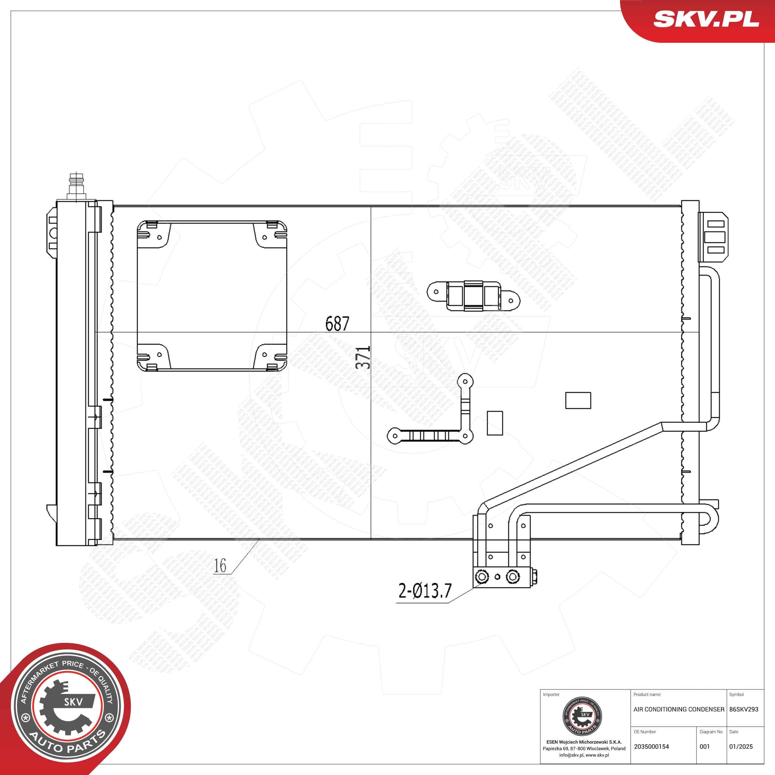 Oro kondicionieriaus kondensatorius — ESEN SKV 86SKV293