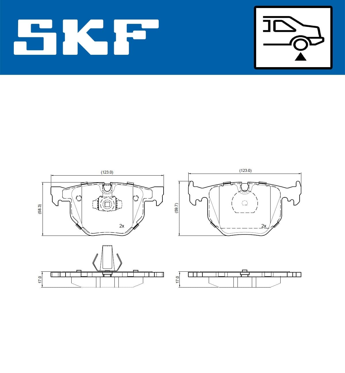 Stabdžių kaladėlių komplektas — SKF VKBP 90946