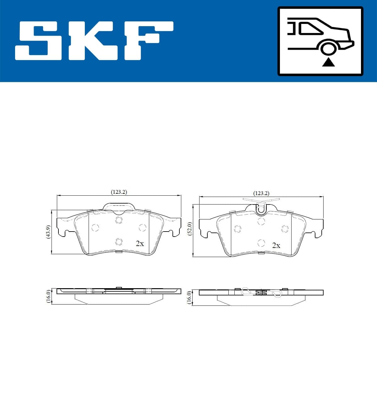 Stabdžių kaladėlių komplektas — SKF VKBP 90025