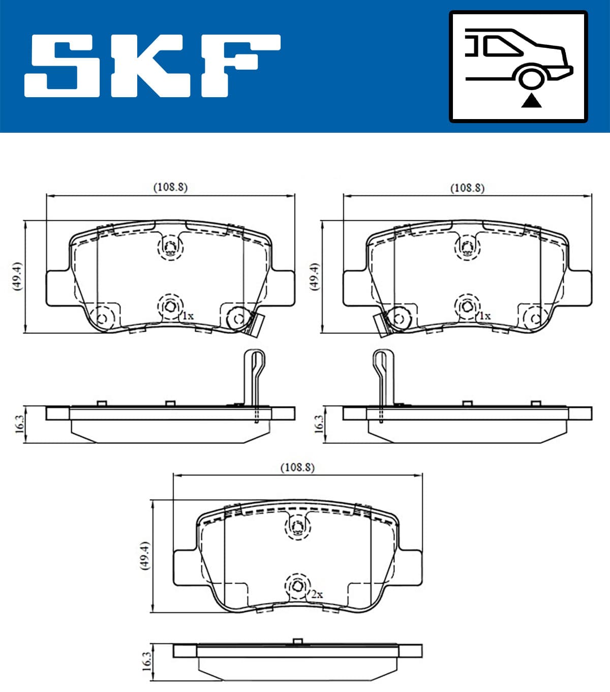Stabdžių kaladėlių komplektas — SKF VKBP 90458 A