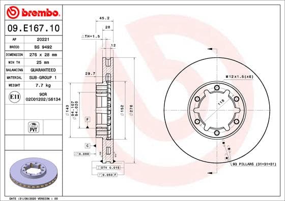 Stabdžių diskas — BREMBO 09.E167.10