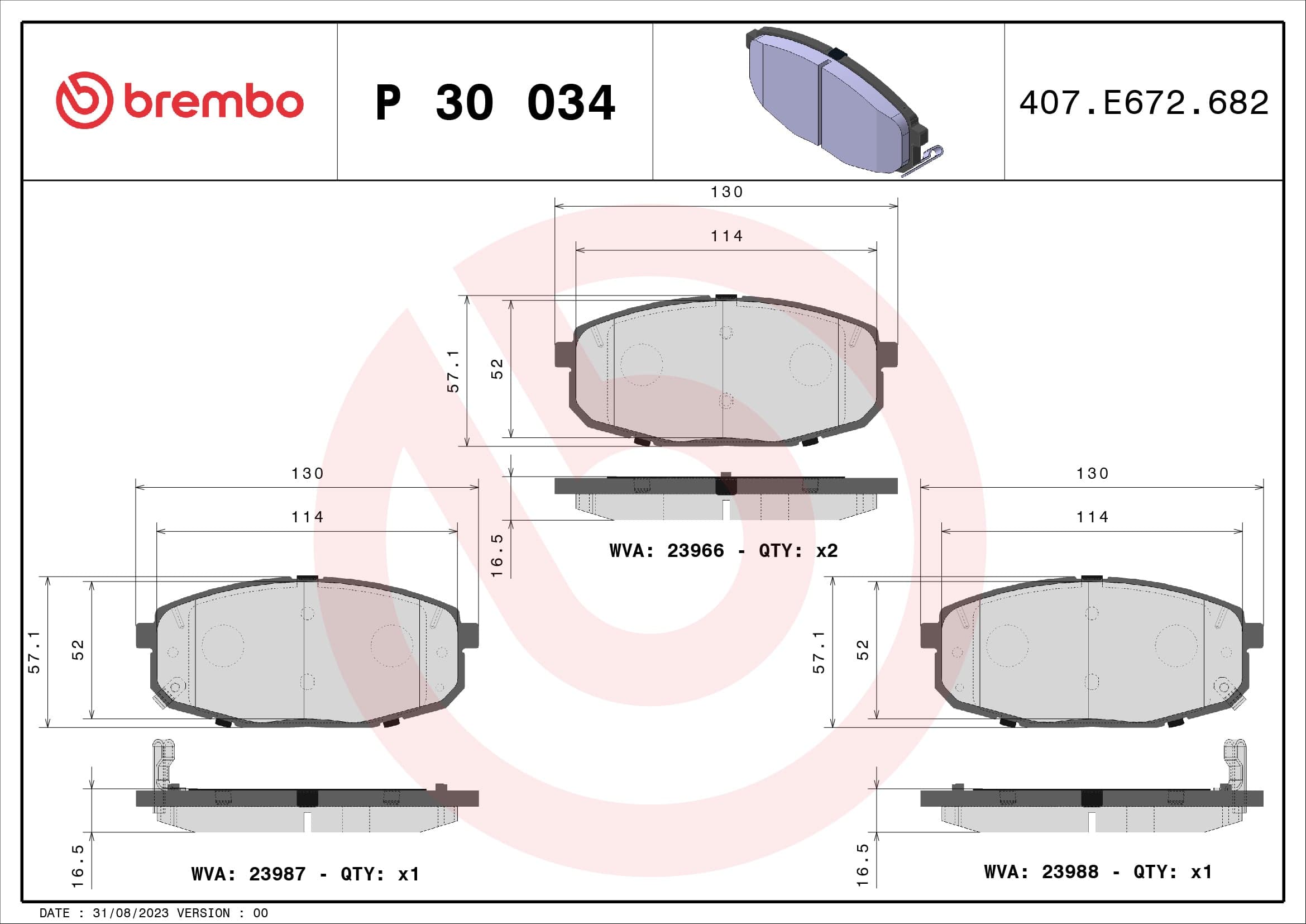 Stabdžių kaladėlių komplektas — BREMBO P 30 034