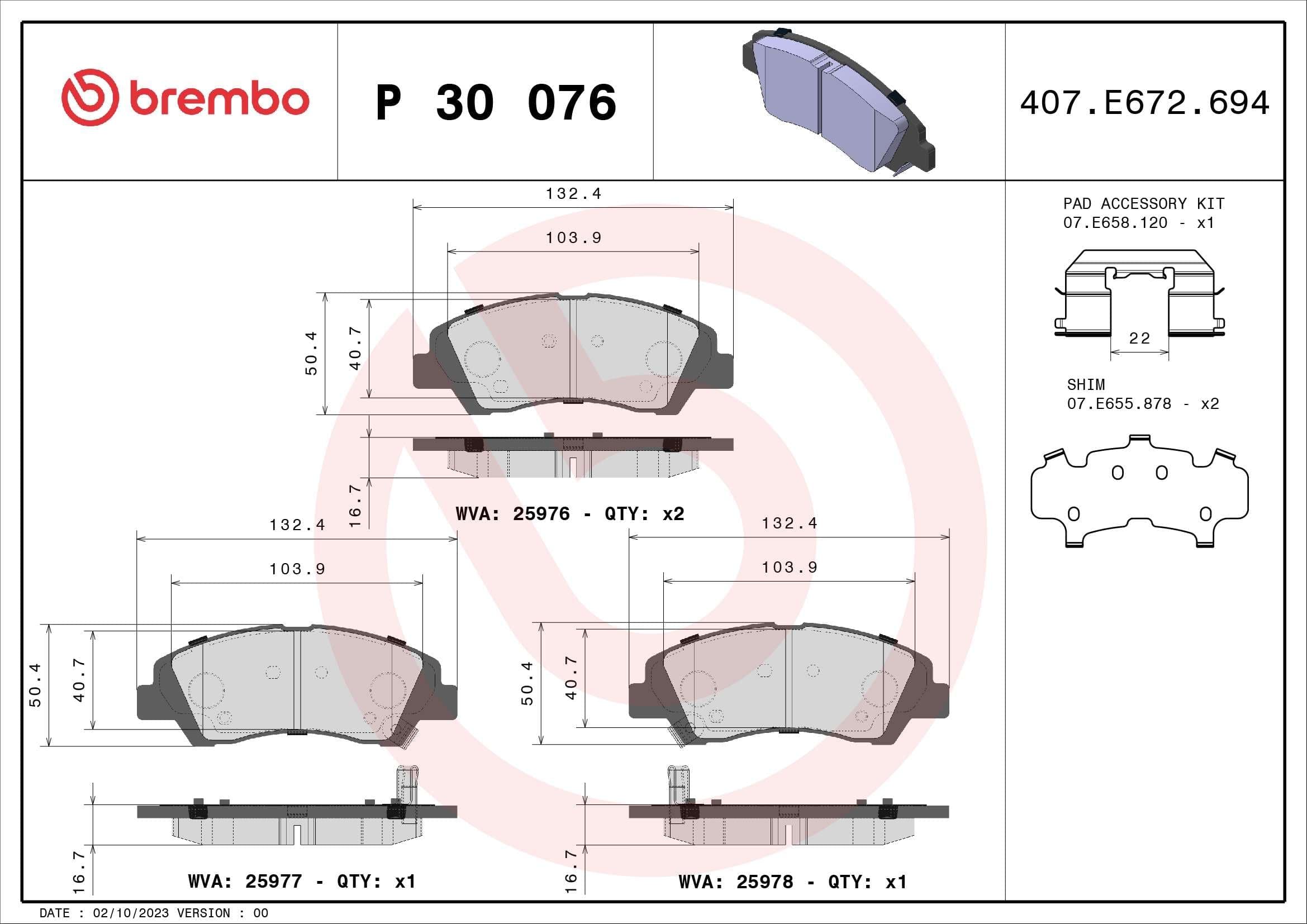 Stabdžių kaladėlių komplektas — BREMBO P 30 076