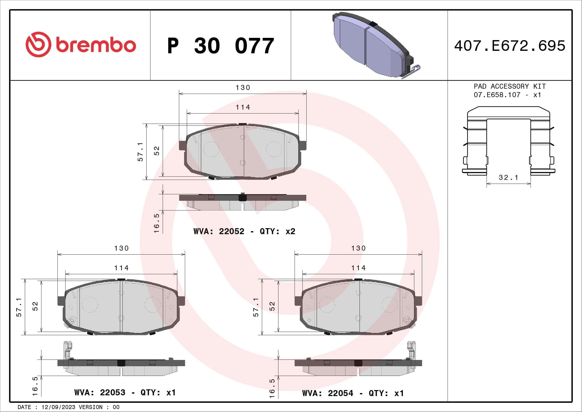 Stabdžių kaladėlių komplektas — BREMBO P 30 077