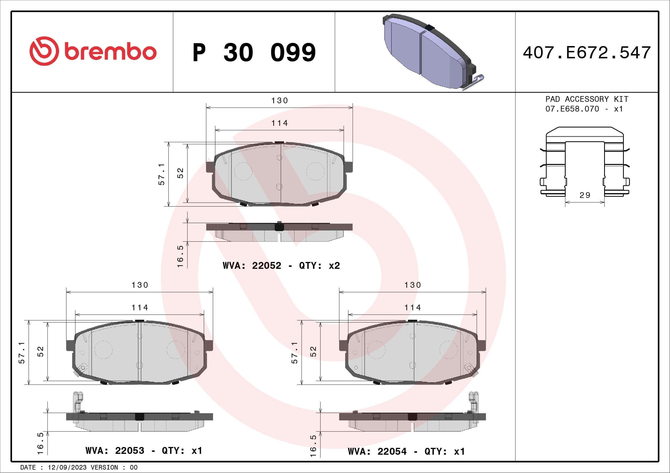 Stabdžių kaladėlių komplektas — BREMBO P 30 099