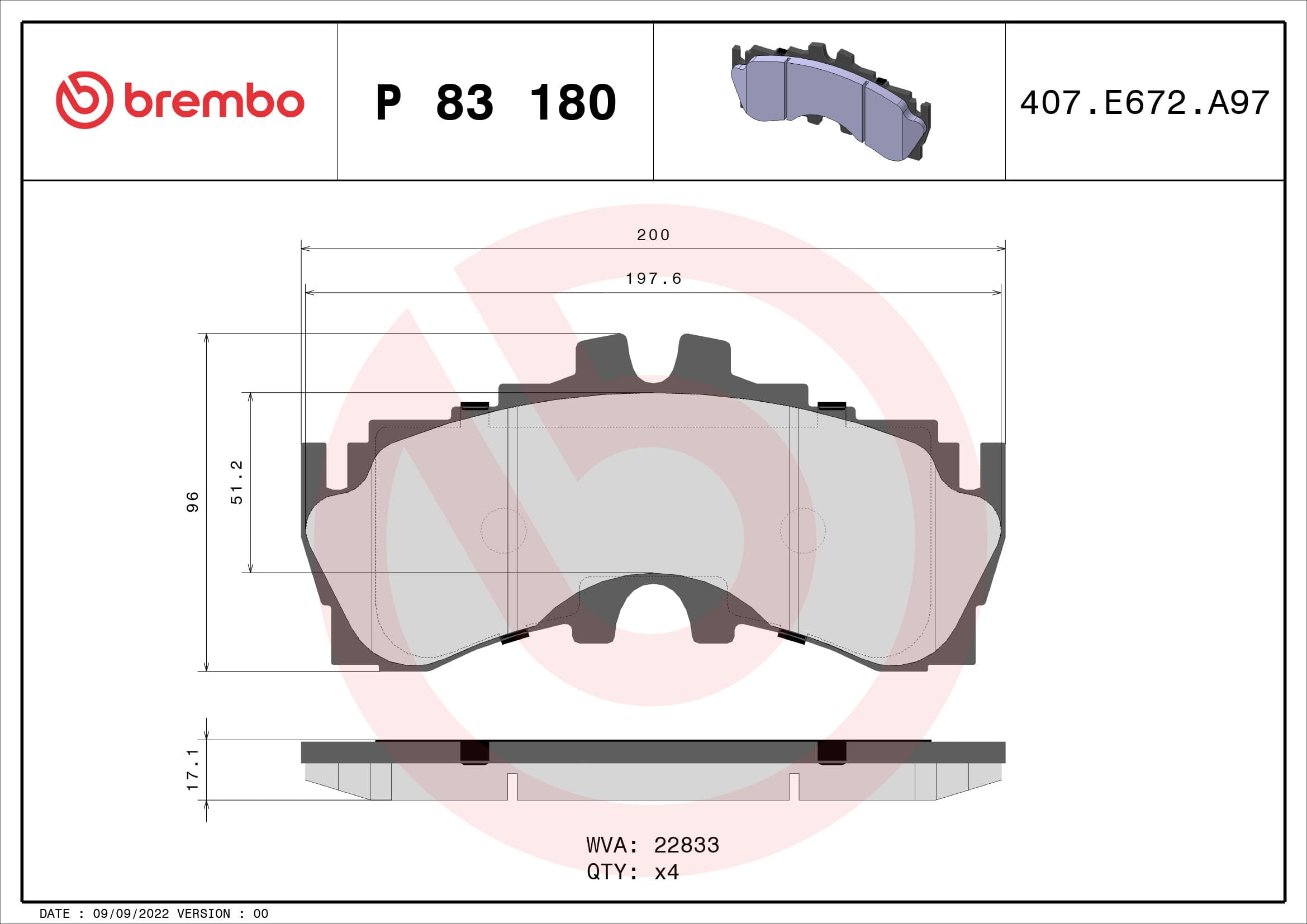 BREMBO Stabdžių kaladėlių komplektas