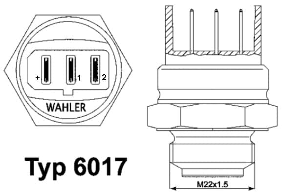 BorgWarner (Wahler) 6017.95D Radiatoriaus ventiliatoriaus temperatūros jutiklis