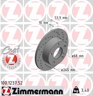 ZIMMERMANN 100.1237.52 Stabdžių diskas