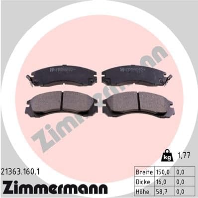 Stabdžių kaladėlių komplektas — ZIMMERMANN 21363.160.1