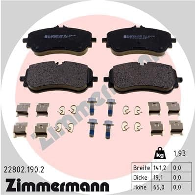 Stabdžių kaladėlių komplektas — ZIMMERMANN 22802.190.2
