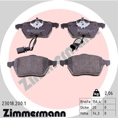Stabdžių kaladėlių komplektas — ZIMMERMANN 23018.200.1