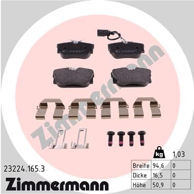 Stabdžių kaladėlių komplektas — ZIMMERMANN 23224.165.3