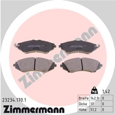 Stabdžių kaladėlių komplektas — ZIMMERMANN 23234.170.1