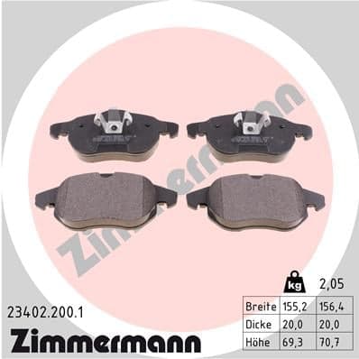 Stabdžių kaladėlių komplektas — ZIMMERMANN 23402.200.1