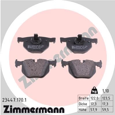 Stabdžių kaladėlių komplektas — ZIMMERMANN 23447.170.1