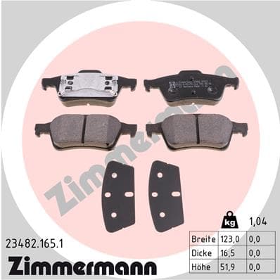 Stabdžių kaladėlių komplektas — ZIMMERMANN 23482.165.1