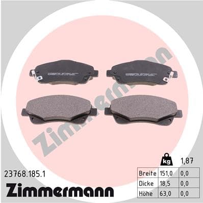 Stabdžių kaladėlių komplektas — ZIMMERMANN 23768.185.1